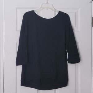 Sonoma life + style woman's black knit 3/4 length sleeve top size L